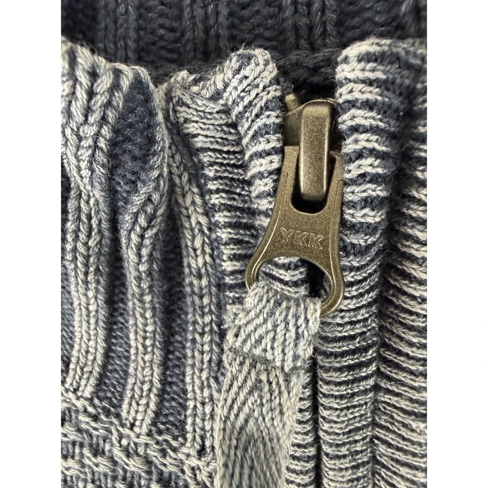 Carbon 2 Cobalt Full Zip Sweater‎ Mens Large Blue Gray Linen Cotton Cable Knit